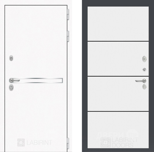 Входная металлическая Дверь Лабиринт (LABIRINT) Лайн White 25 Белый софт в Черноголовке