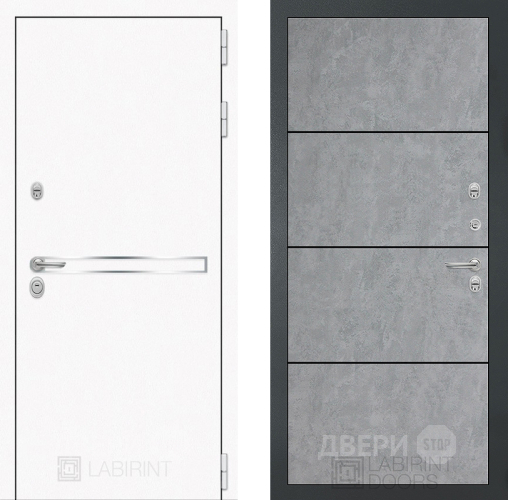Входная металлическая Дверь Лабиринт (LABIRINT) Лайн White 25 Бетон светлый в Черноголовке