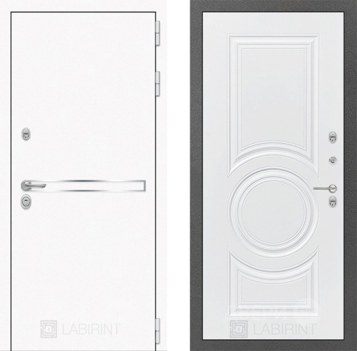 Входная металлическая Дверь Лабиринт (LABIRINT) Лайн White 23 Белый софт в Черноголовке