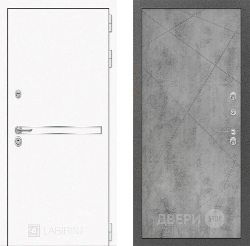 Входная металлическая Дверь Лабиринт (LABIRINT) Лайн White 24 Бетон светлый в Черноголовке