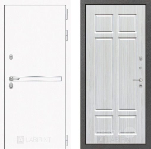 Входная металлическая Дверь Лабиринт (LABIRINT) Лайн White 08 Кристалл вуд в Черноголовке