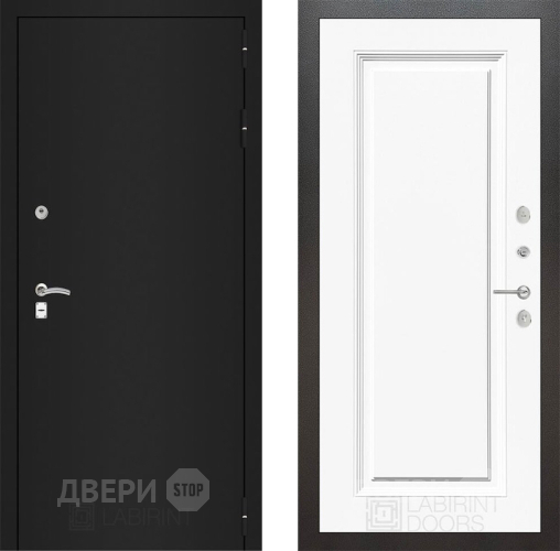 Дверь Лабиринт (LABIRINT) Classic шагрень черная 27 Белый (RAL-9003) в Черноголовке