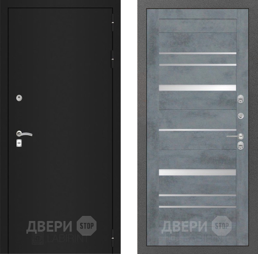 Входная металлическая Дверь Лабиринт (LABIRINT) Classic шагрень черная 20 Бетон темный в Черноголовке