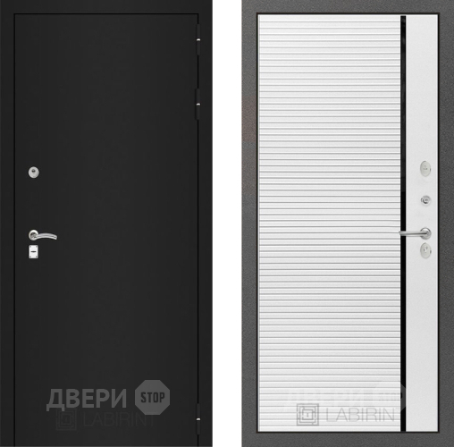 Дверь Лабиринт (LABIRINT) Classic шагрень черная 22 Белый софт в Черноголовке