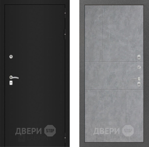 Входная металлическая Дверь Лабиринт (LABIRINT) Classic шагрень черная 21 Бетон светлый в Черноголовке