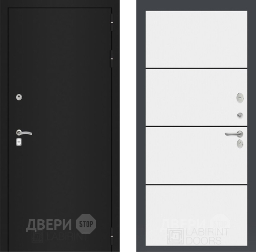 Входная металлическая Дверь Лабиринт (LABIRINT) Classic шагрень черная 25 Белый софт в Черноголовке