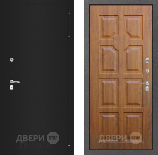 Входная металлическая Дверь Лабиринт (LABIRINT) Classic шагрень черная 17 Дуб золото в Черноголовке