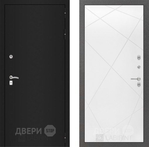 Дверь Лабиринт (LABIRINT) Classic шагрень черная 24 Белый софт в Черноголовке