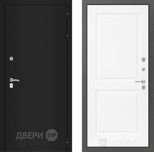 Входная металлическая Дверь Лабиринт (LABIRINT) Classic шагрень черная 11 Белый софт в Черноголовке
