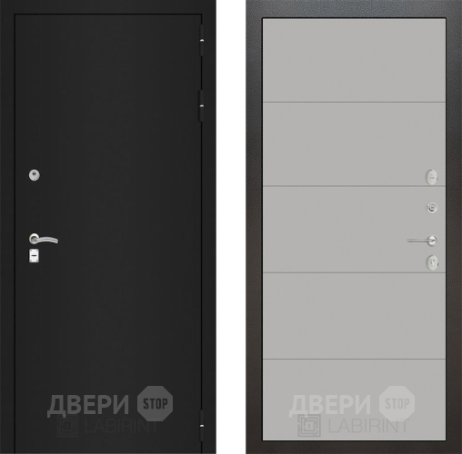 Входная металлическая Дверь Лабиринт (LABIRINT) Classic шагрень черная 13 Грей софт в Черноголовке