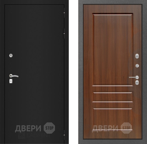 Входная металлическая Дверь Лабиринт (LABIRINT) Classic шагрень черная 03 Орех бренди в Черноголовке