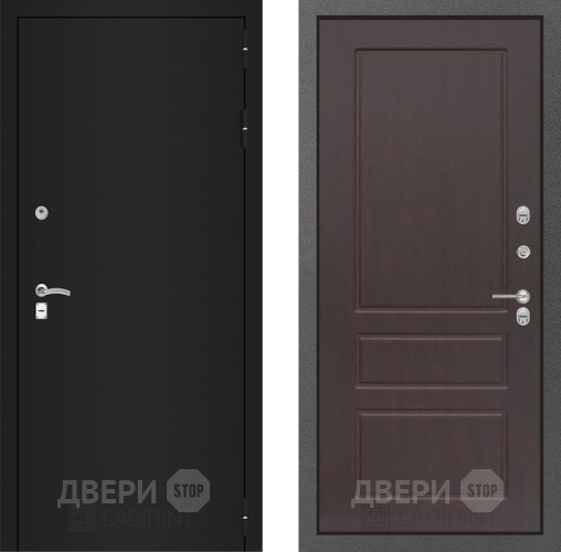 Входная металлическая Дверь Лабиринт (LABIRINT) Classic шагрень черная 03 Орех премиум в Черноголовке