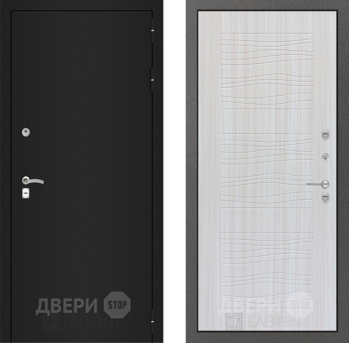 Входная металлическая Дверь Лабиринт (LABIRINT) Classic шагрень черная 06 Сандал белый в Черноголовке