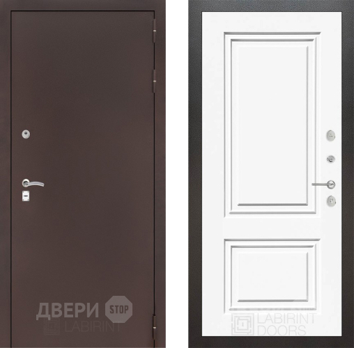 Дверь Лабиринт (LABIRINT) Classic антик медь 26 Белый (RAL-9003) в Черноголовке