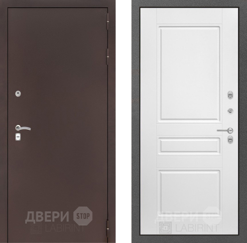 Входная металлическая Дверь Лабиринт (LABIRINT) Classic антик медь 03 Белый софт в Черноголовке