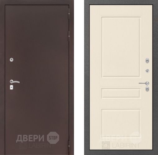 Входная металлическая Дверь Лабиринт (LABIRINT) Classic антик медь 03 Крем софт в Черноголовке