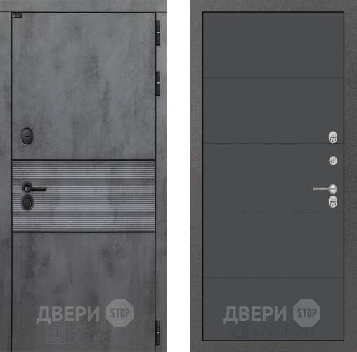 Входная металлическая Дверь Лабиринт (LABIRINT) Инфинити 13 Графит софт в Черноголовке