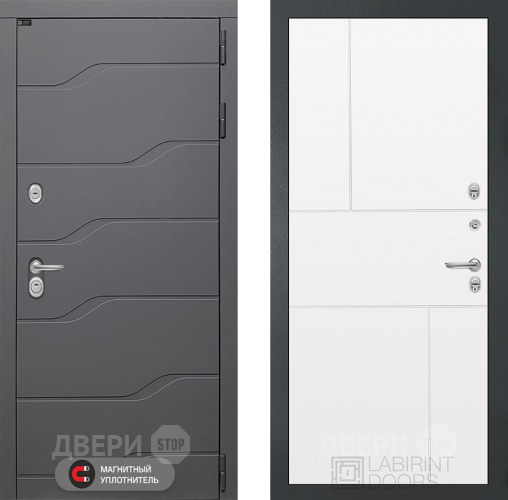 Входная металлическая Дверь Лабиринт (LABIRINT) Ривер 21 Белый софт в Черноголовке