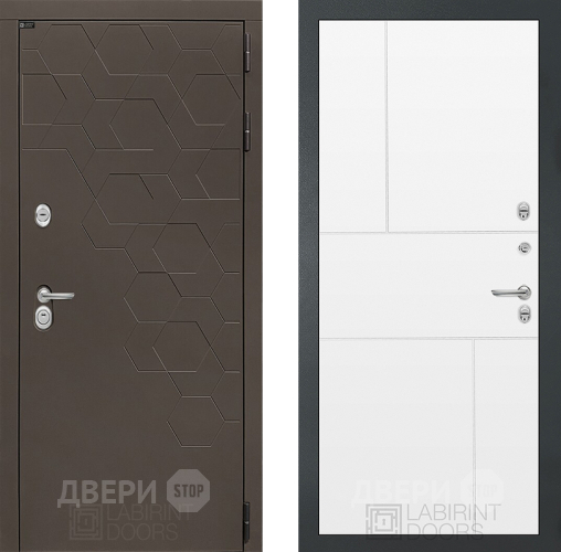 Входная металлическая Дверь Лабиринт (LABIRINT) Смоки 21 Белый софт в Черноголовке