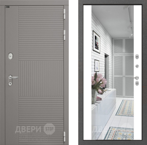 Входная металлическая Дверь Лабиринт (LABIRINT) Формо Зеркало Максимум Белый софт в Черноголовке