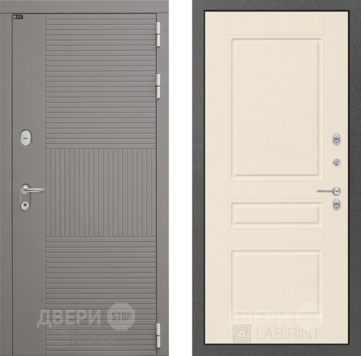 Входная металлическая Дверь Лабиринт (LABIRINT) Формо 03 Крем софт в Черноголовке