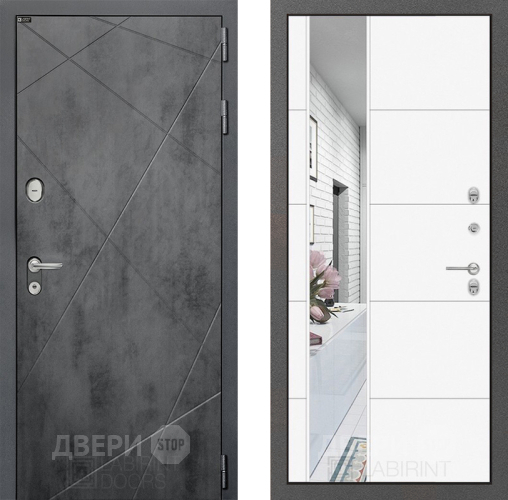 Дверь Лабиринт (LABIRINT) Лофт Зеркало 19 Белый софт в Черноголовке