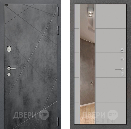 Входная металлическая Дверь Лабиринт (LABIRINT) Лофт Зеркало 19 Грей софт в Черноголовке