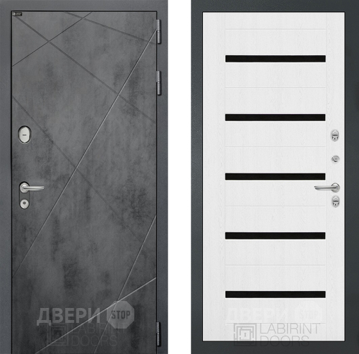 Входная металлическая Дверь Лабиринт (LABIRINT) Лофт 01 Белое дерево в Черноголовке
