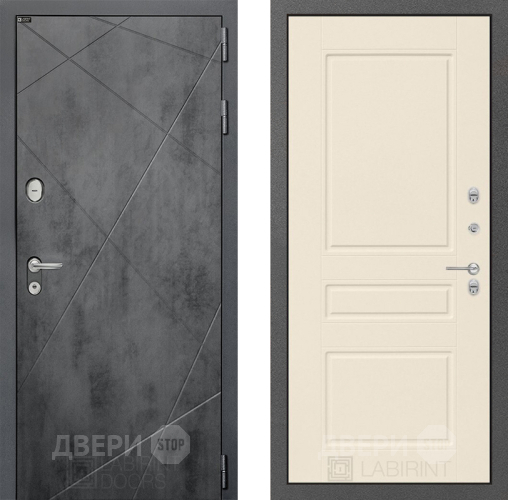 Входная металлическая Дверь Лабиринт (LABIRINT) Лофт 03 Крем софт в Черноголовке