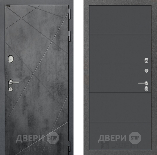 Входная металлическая Дверь Лабиринт (LABIRINT) Лофт 13 Графит софт в Черноголовке