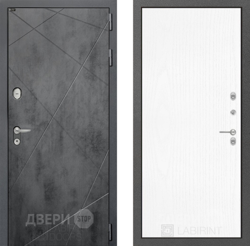 Входная металлическая Дверь Лабиринт (LABIRINT) Лофт 07 Белое дерево в Черноголовке