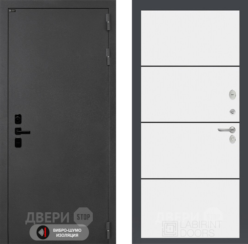 Входная металлическая Дверь Лабиринт (LABIRINT) Acustic 25 Белый софт в Черноголовке