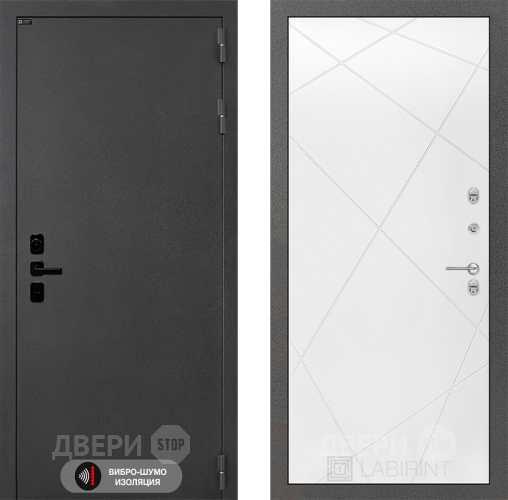 Входная металлическая Дверь Лабиринт (LABIRINT) Acustic 24 Белый софт в Черноголовке