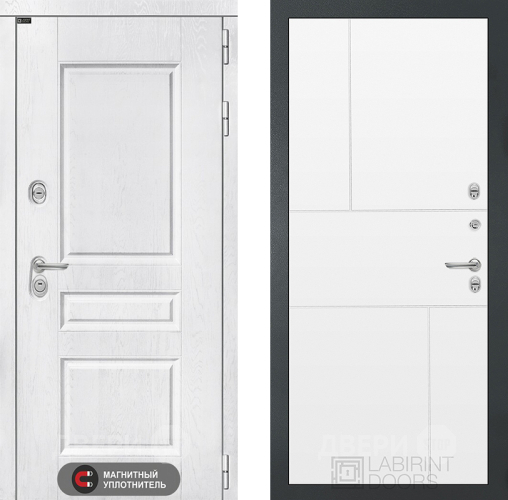 Входная металлическая Дверь Лабиринт (LABIRINT) Versal 21 Белый софт в Черноголовке