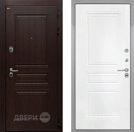 Входная металлическая Дверь Интекрон (INTECRON) Брайтон Тиковое Дерево ФЛ-243 Белый матовый в Черноголовке