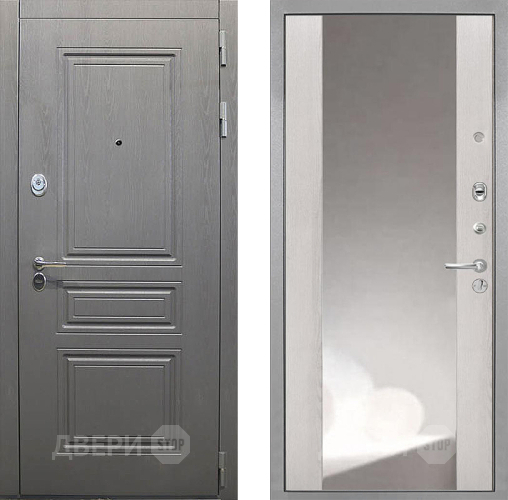 Входная металлическая Дверь Интекрон (INTECRON) Брайтон Графит ФЛЗ-516 Зеркало Сосна белая в Черноголовке