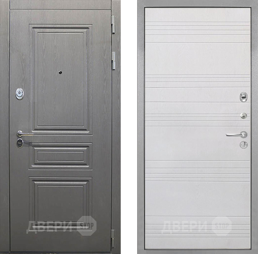 Входная металлическая Дверь Интекрон (INTECRON) Брайтон Графит ФЛ-316 Белый ясень в Черноголовке
