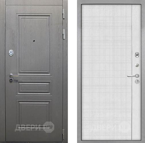 Входная металлическая Дверь Интекрон (INTECRON) Брайтон Графит В-07 с молдингом Лофт белый в Черноголовке
