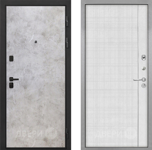 Входная металлическая Дверь Интекрон (INTECRON) Профит Black Мрамор Светлый В-07 с молдингом Лофт белый в Черноголовке