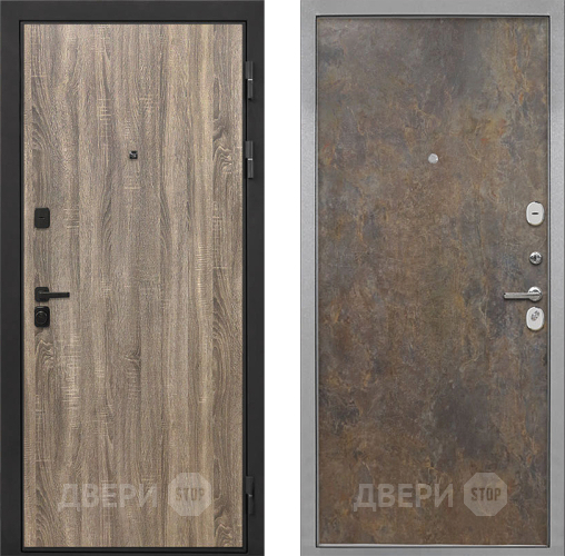 Входная металлическая Дверь Интекрон (INTECRON) Профит Black Дуб Турин Гладкая Гранж в Черноголовке