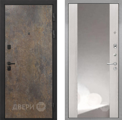 Входная металлическая Дверь Интекрон (INTECRON) Профит Black Гранж ФЛЗ-516 Зеркало Сосна белая в Черноголовке