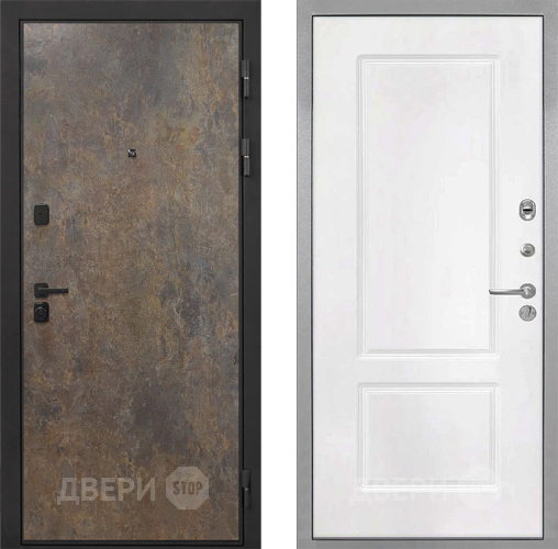 Входная металлическая Дверь Интекрон (INTECRON) Профит Black Гранж КВ-2 Белый матовый в Черноголовке