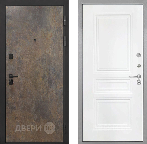 Входная металлическая Дверь Интекрон (INTECRON) Профит Black Гранж ФЛ-243 Белый матовый в Черноголовке