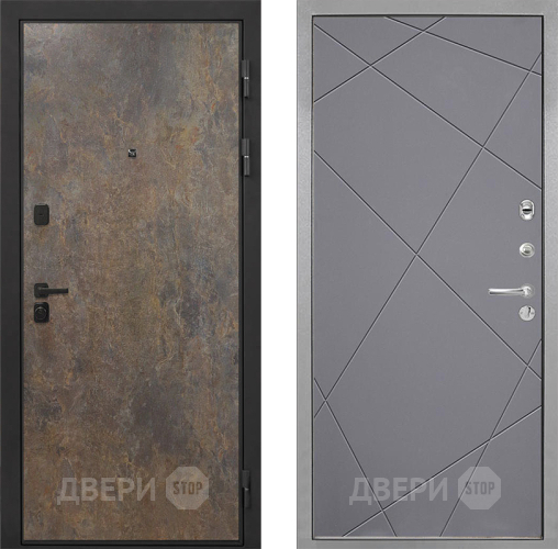 Входная металлическая Дверь Интекрон (INTECRON) Профит Black Гранж Лучи-М Графит софт в Черноголовке
