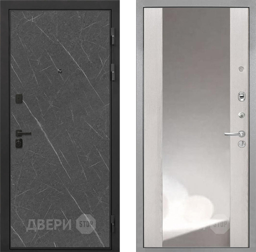 Входная металлическая Дверь Интекрон (INTECRON) Профит Black Гранит Лава Оникс ФЛЗ-516 Зеркало Сосна белая в Черноголовке