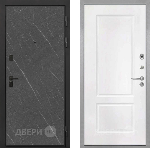 Входная металлическая Дверь Интекрон (INTECRON) Профит Black Гранит Лава Оникс КВ-2 Белый матовый в Черноголовке