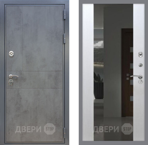 Входная металлическая Дверь Рекс (REX) ФЛ-290 СБ-16 Зеркало Белый ясень в Черноголовке