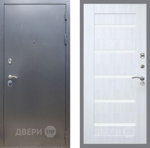 Входная металлическая Дверь Рекс (REX) 11 СБ-14 стекло белое Сандал белый в Черноголовке