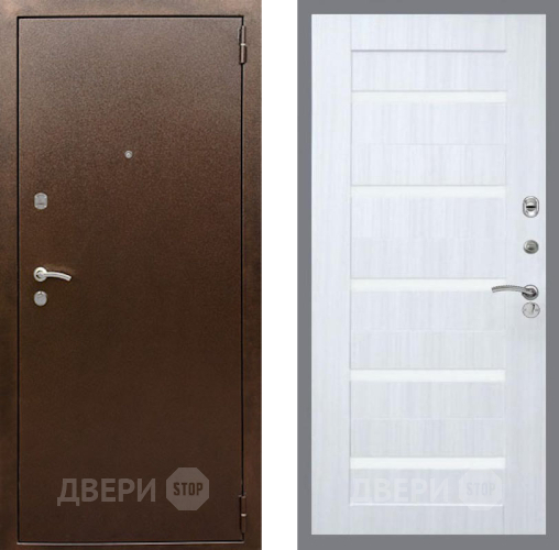 Входная металлическая Дверь Рекс (REX) 1А Медный Антик СБ-14 стекло белое Сандал белый в Черноголовке