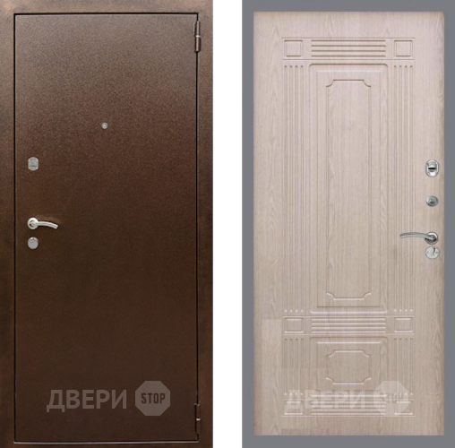 Входная металлическая Дверь Рекс (REX) 1А Медный Антик FL-2 Беленый дуб в Черноголовке